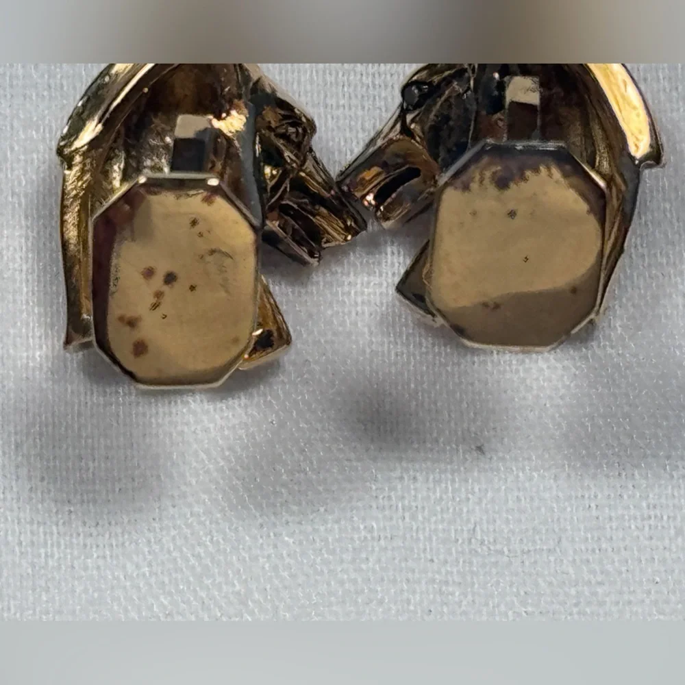 VTG Rick Cameron Wolf Head Cufflinks - Vermeil 925 Silver-Gilt 24k Gold Wildlife
